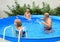 Family in pool