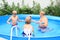 Family in pool