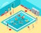 Family Pool Isometric Composition