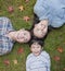 Family portrait on the grass, directly above