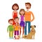 Family portrait. Happy people, children, parents. Cartoon vector illustration