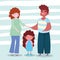 Family pregnant woman father and daughter together cartoon character