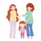 Family pregnant woman mother and daughter together generation cartoon character