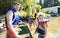 Family prepare doing Canoe on a Lake