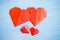 Family prepared for Valentine\'s Day. Origami of heart. Concept.