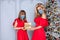 Family in protective masks quarantined. Normal life with coronavirus. Lifestyle COVID-19. Quarantine virus protection. Christmas