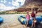 Family on a rafting trip down the Colorado River