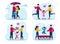 Family Recreation Activities Vector Concepts Set