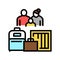 family refugee with luggage color icon vector illustration