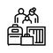 family refugee with luggage line icon vector illustration