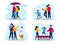 Family Relations and Time Together Flat Vector Set