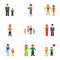 Family relatives icons set, flat style