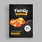 Family restaurant template or flyer design with delicious food i