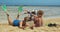 Family Resting on the Beach