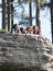 Family Resting On Hike Through Countryside