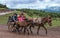 A family riding in carriage