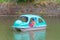 Family riding on paddle boat in Tokyo Chidorigafuchi Sakura park