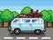 Family road trip summer car holidays pixel-art style vector