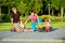 Family in roller skates