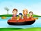 Family on rubber dinghy