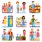 Family Shopping Concept Flat PIctograms