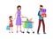 Family shopping flat vector illustration