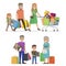 Family Shopping Illustration. Children and Parents