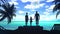 Family on the shore of the ocean