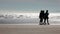 Family silhouette on the beach