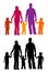 Family silhouettes parents and children vector illustraion people