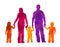 Family silhouettes parents and children vector illustraion people