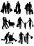 Family Silhouettes Shopping. Vector