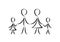 Family simple doodles isolated on a white background, horizontal vector illustration