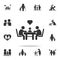 family sitting at a table with love and hearts icon. Detailed set of human body part icons. Premium quality graphic design. One of