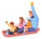 Family sledding. Winter fun together. Outdoor activity