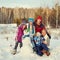 Family with snowman