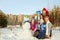 Family with snowman