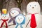 Family of snowmen outdoors