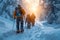 Family snowshoe outing Winter fun and exploration on snowy paths