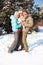 Family in a snowy park