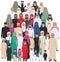 Family and social concept. Arab person generations at different ages. Group young and old muslim people standing