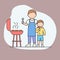 Family spending concept white on background. Vector illustration.