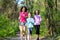 Family sport, happy active mother and kids jogging outdoors