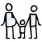 Family of Stick Figures Vector Illustration. Hand Drawn Isolated Pregnant Woman Icon Motif Element in Flat Color. For
