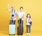 family with suitcase going on summer vacation
