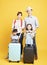 family with suitcase going on summer vacation