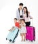 family with suitcase going on vacation