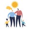 Family and sun on a white background