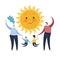 Family and sun on a white background