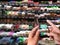 Family in the supermarket use Application of Augmented Reality S